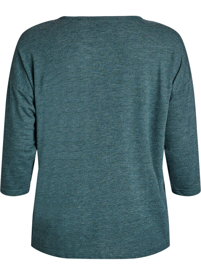 Jersey bluse med 3/4 ermer, Gr&oslash;nn, Packshot image number 1