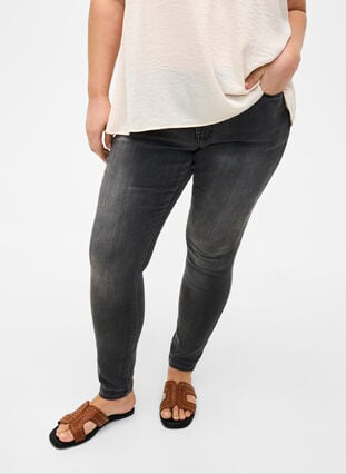 Viona jeans med normal midje, Dark Grey Denim, Model image number 2