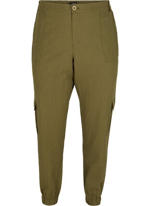 Bukser med lin, Ivy green, Packshot image number 0