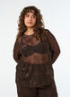 Bluse i mesh med blomster og paljetter, Brun, Model image number 0