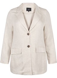 Blazer i materialblanding med lin, Rainy Day