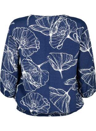 Viskose bluse med blomsterprint og smock, Navy B./Big Fl. AOP, Packshot image number 1