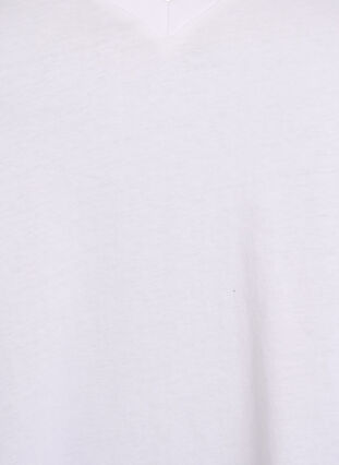 Zizzi Enkel T-skjorte i bomull med V-hals, Hvit, Packshot image number 2