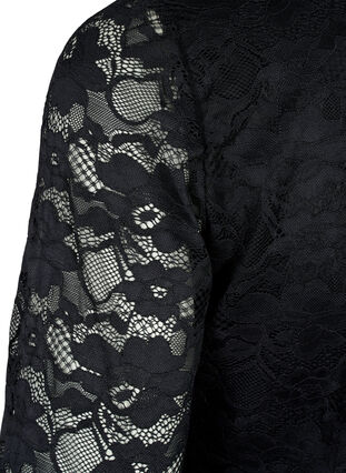 Bodystocking med lange ermer og blonder, Black, Packshot image number 3