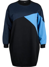 Lang genser med colorblock