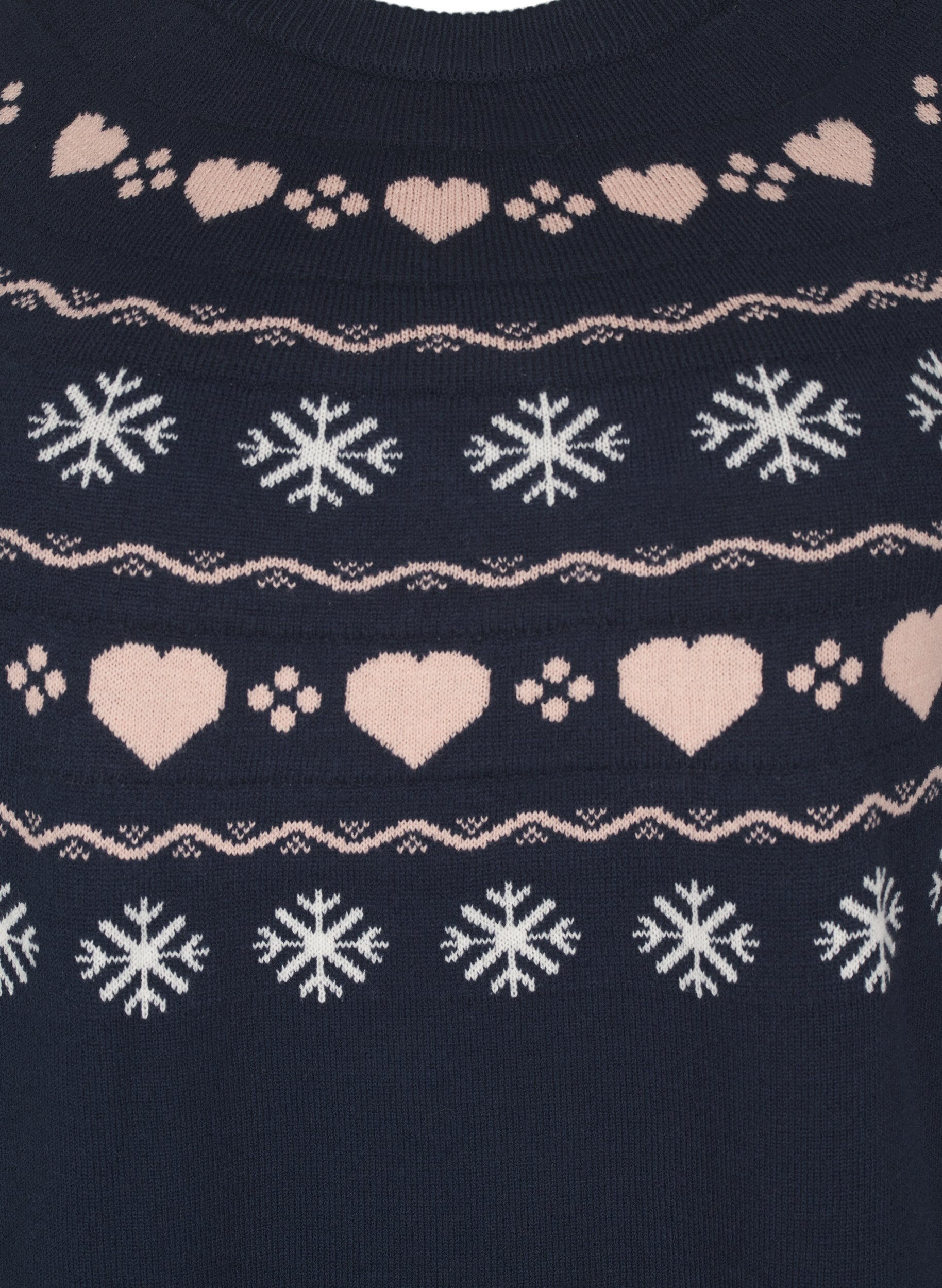 Zizzi Langermet strikket topp med julemotiv, Navy Blazer Comb, Packshot image number 2