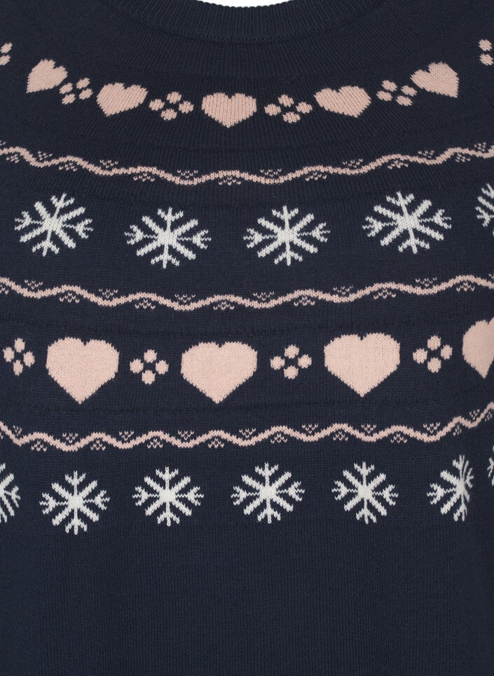 Langermet strikket topp med julemotiv, Navy Blazer Comb, Packshot image number 2