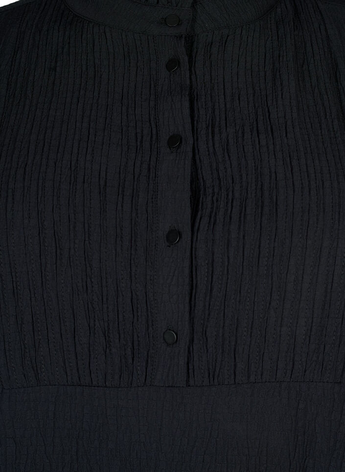 Langermet bluse med rynket krage, Black, Packshot image number 2