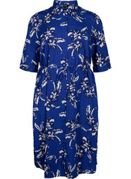FLASH - Skjortekjole med blomstertrykk, Navy Blazer Flower