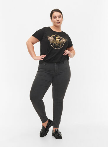 Zizzi Jeggings i bomullsblanding, Grey Denim, Model image number 0