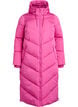 Lang pufferjakke med hette og lommer, Rosa, Packshot image number 0