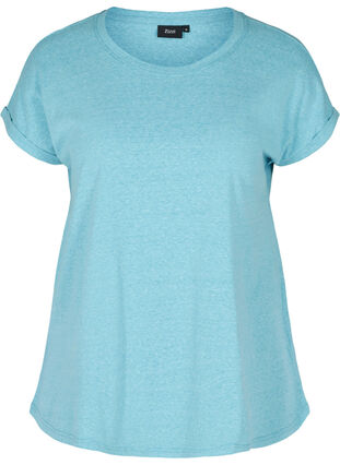Melert T-skjorte i bomull , River Blue Melange, Packshot image number 0