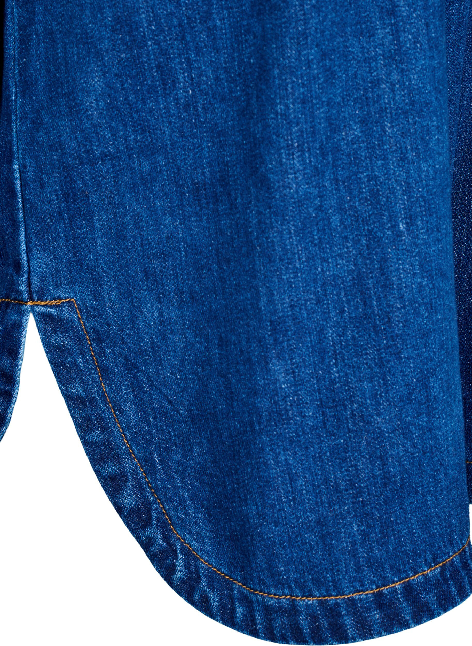 Zizzi Denimbluse med krage, Unwashed, Packshot image number 3