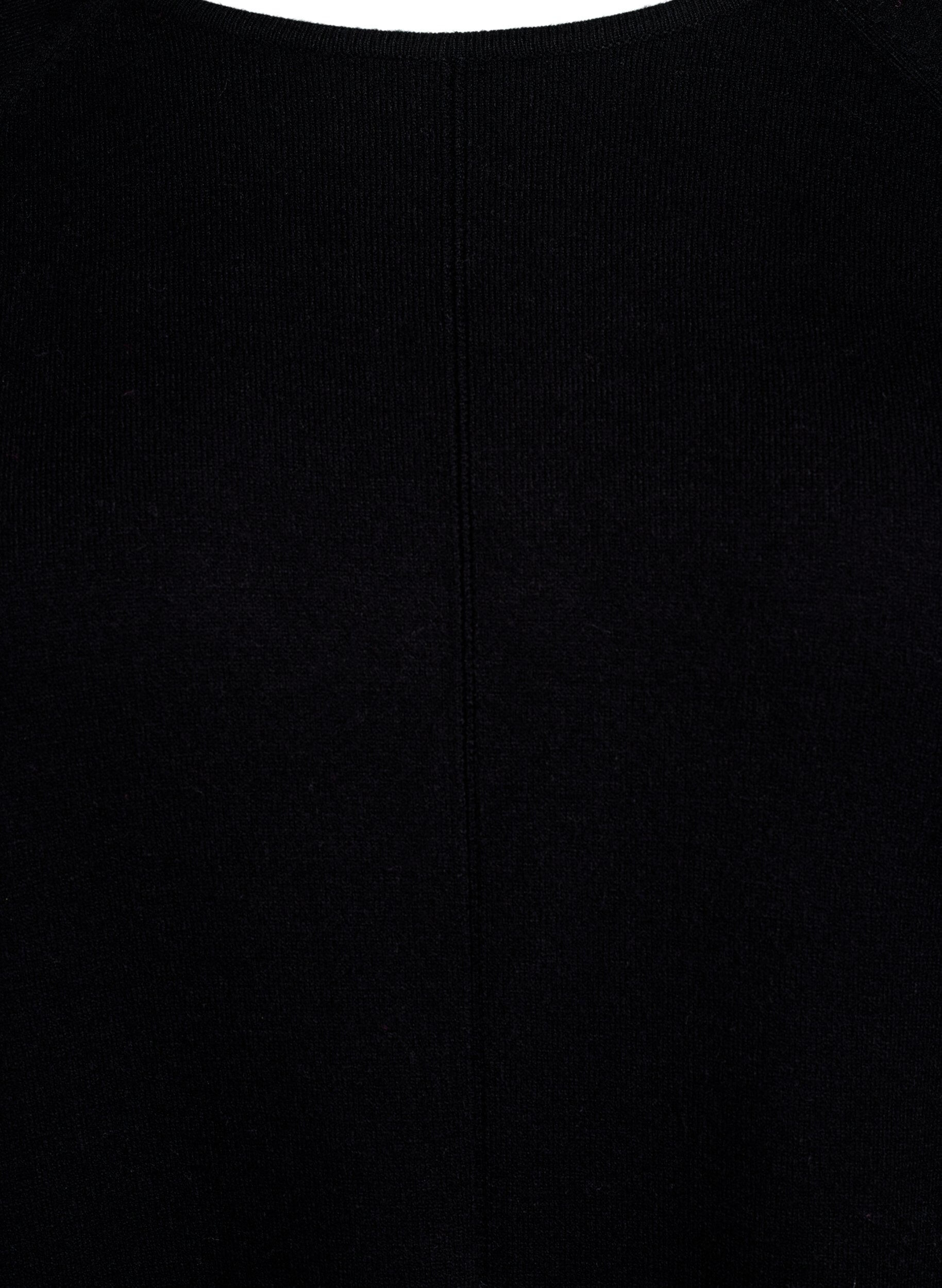 Zizzi Strikket kjole med rund hals og strikket m&oslash;nster, Black, Packshot image number 2