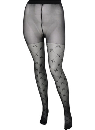 Mønstret tights i 25 denier, Black, Packshot image number 0
