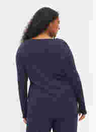 Langermet pysjamasgenser i 100% bomull, Navy Blazer, Model