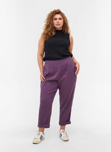 Bomullsbukser med lommer, Vintage Violet, Model image number 0