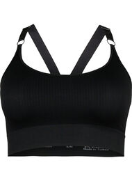 Sømløs sports-BH i ribbet materiale, Black