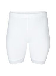 Sykkelshorts med blondekant, Hvit