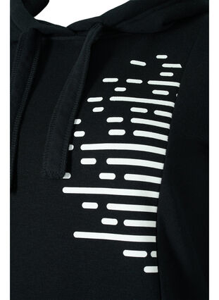 Lang genser med hette og lommer, Black, Packshot image number 2