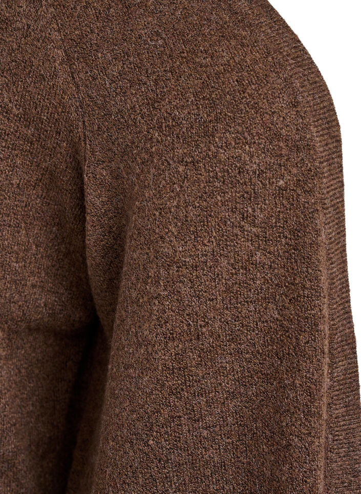 Ribbestrikket cardigan med lommer, Brun, Packshot image number 2