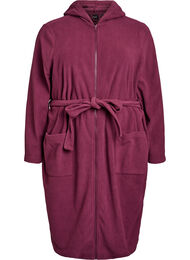 Morgenkåpe med glidelås og hette, Mauve Wine