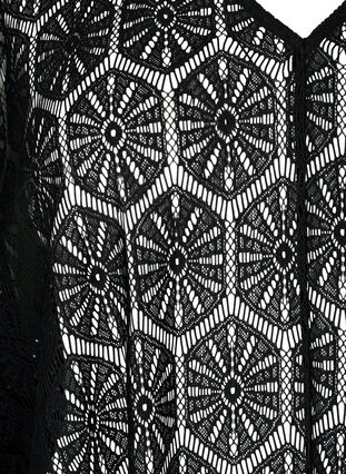 Kaftanstrandkjole med hullmønster, Black, Packshot image number 2