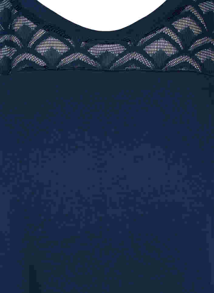T-skjorte i bomull med blonder, Navy Blazer, Packshot image number 2