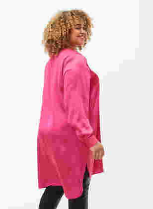 Lang shiny skjorte med splitt, Pink Flambé, Model
