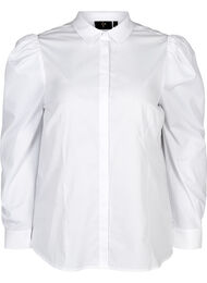 Bomullsskjorte med puffermer, Bright White