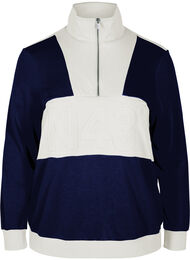 Genser med colorblock, Night Sky/Off White