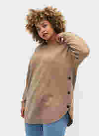 Melert strikkegenser med knappedetaljer, Silver Min Mel., Model