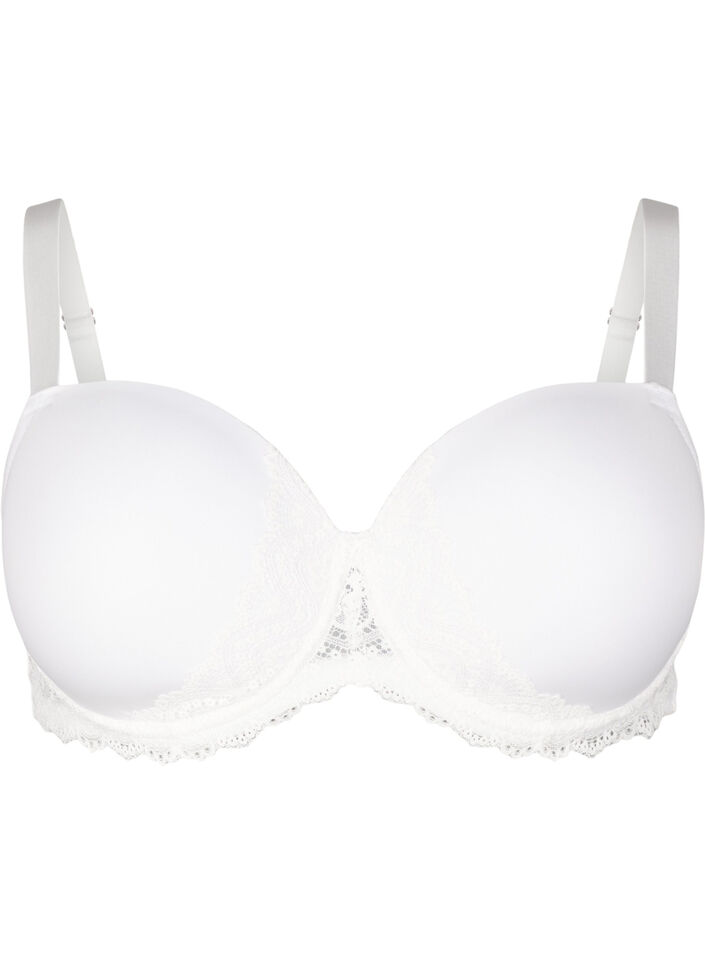 Formstøpt BH med blondedetaljer, Hvit, Packshot image number 0