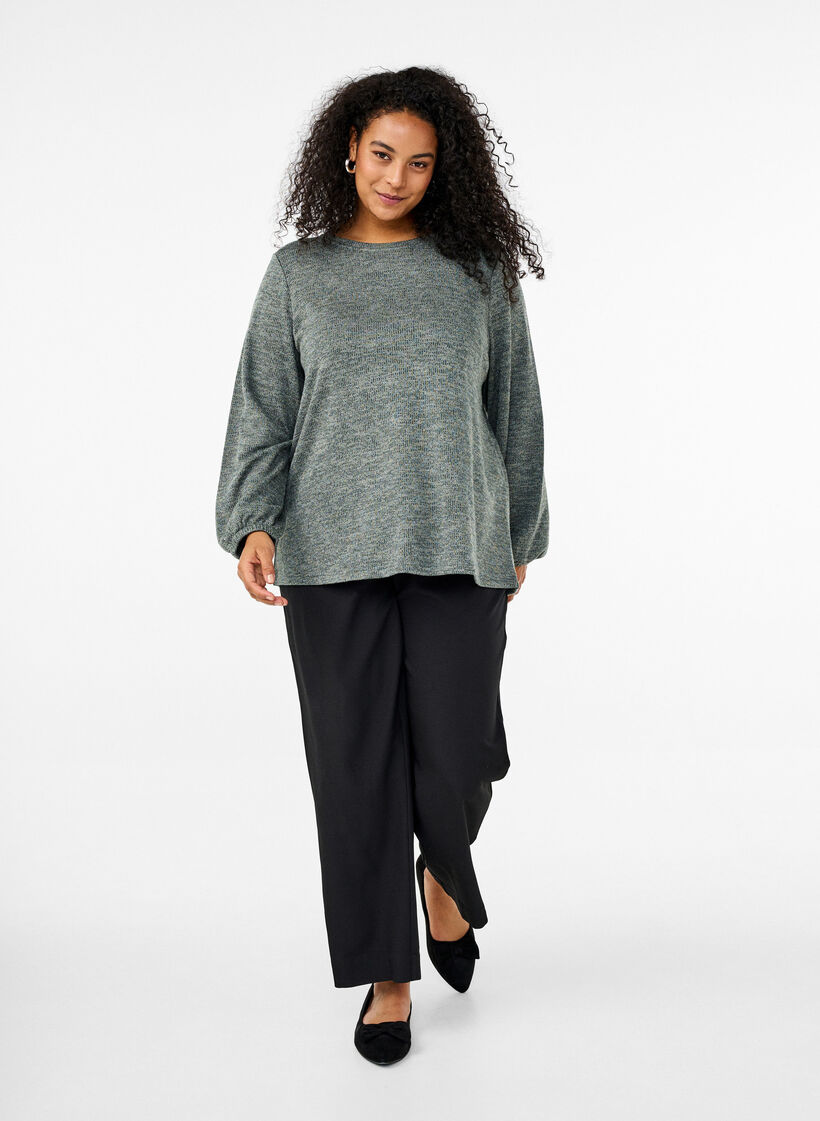 FLASH - Jerseybluse med lange ermer, Grønn, Model image number 1