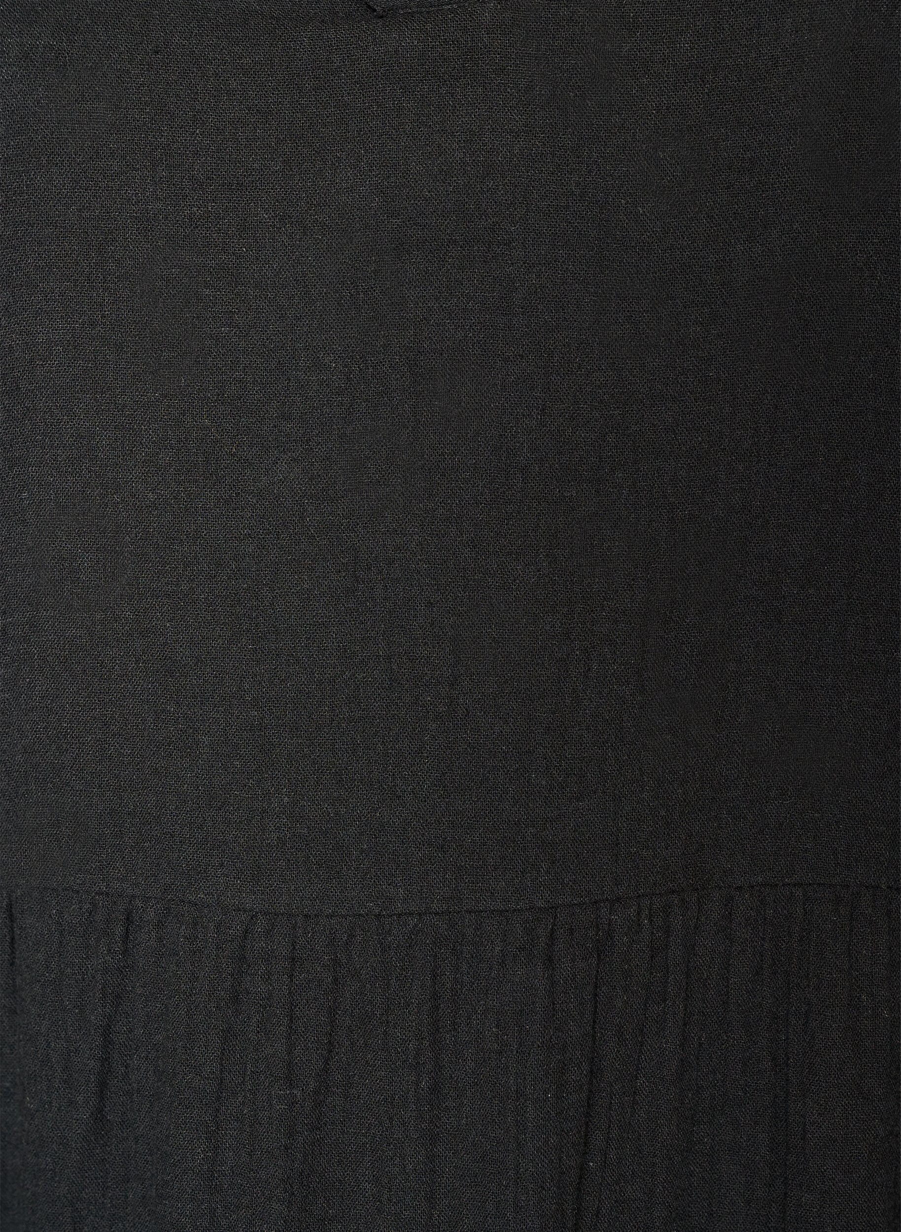 Zizzi A-linje midikjole i bomullsmusselin, Svart, Packshot image number 2