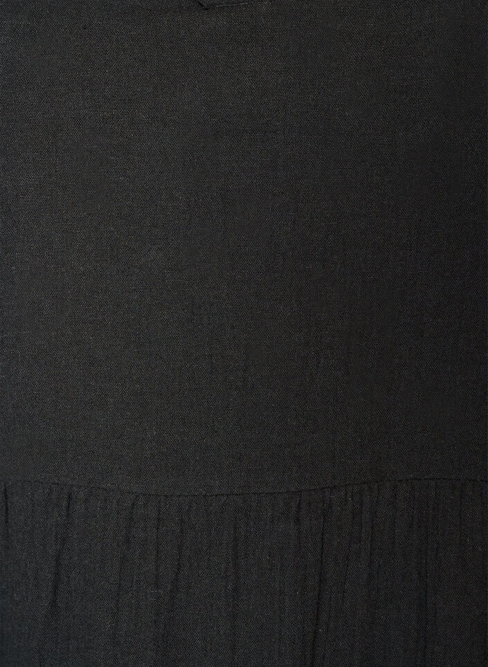 A-linje midikjole i bomullsmusselin, Svart, Packshot image number 2