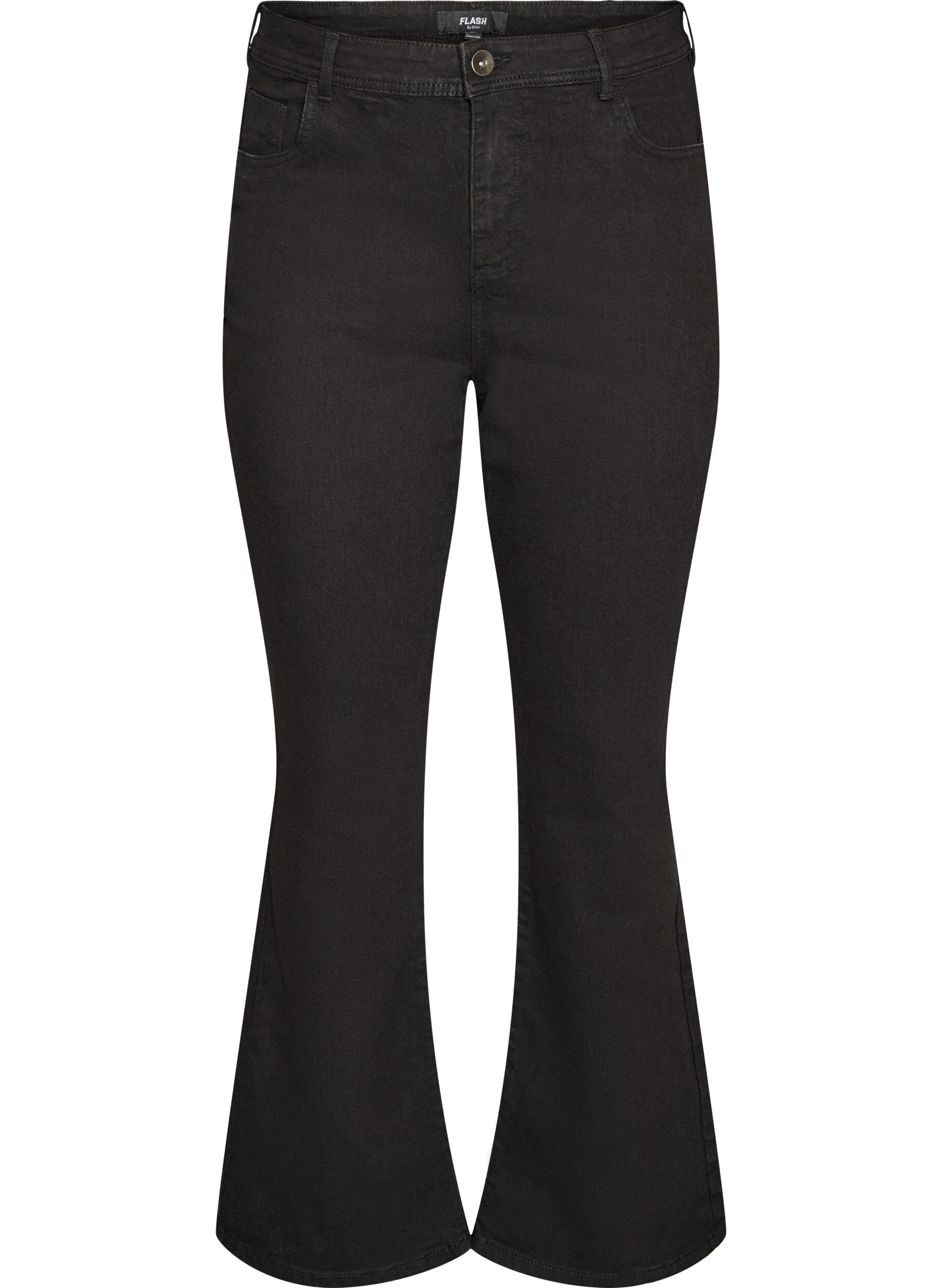 ZizziH&oslash;ytlivs jeans med bootcut, Svart, Packshot image number 0