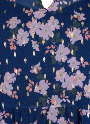 Tunika med blomstermønster og lurex, Blue Small Fl. AOP, Packshot image number 2