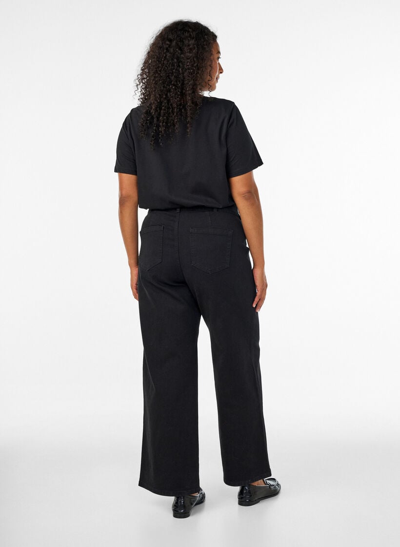 Vide jeans, Svart, Model image number 1