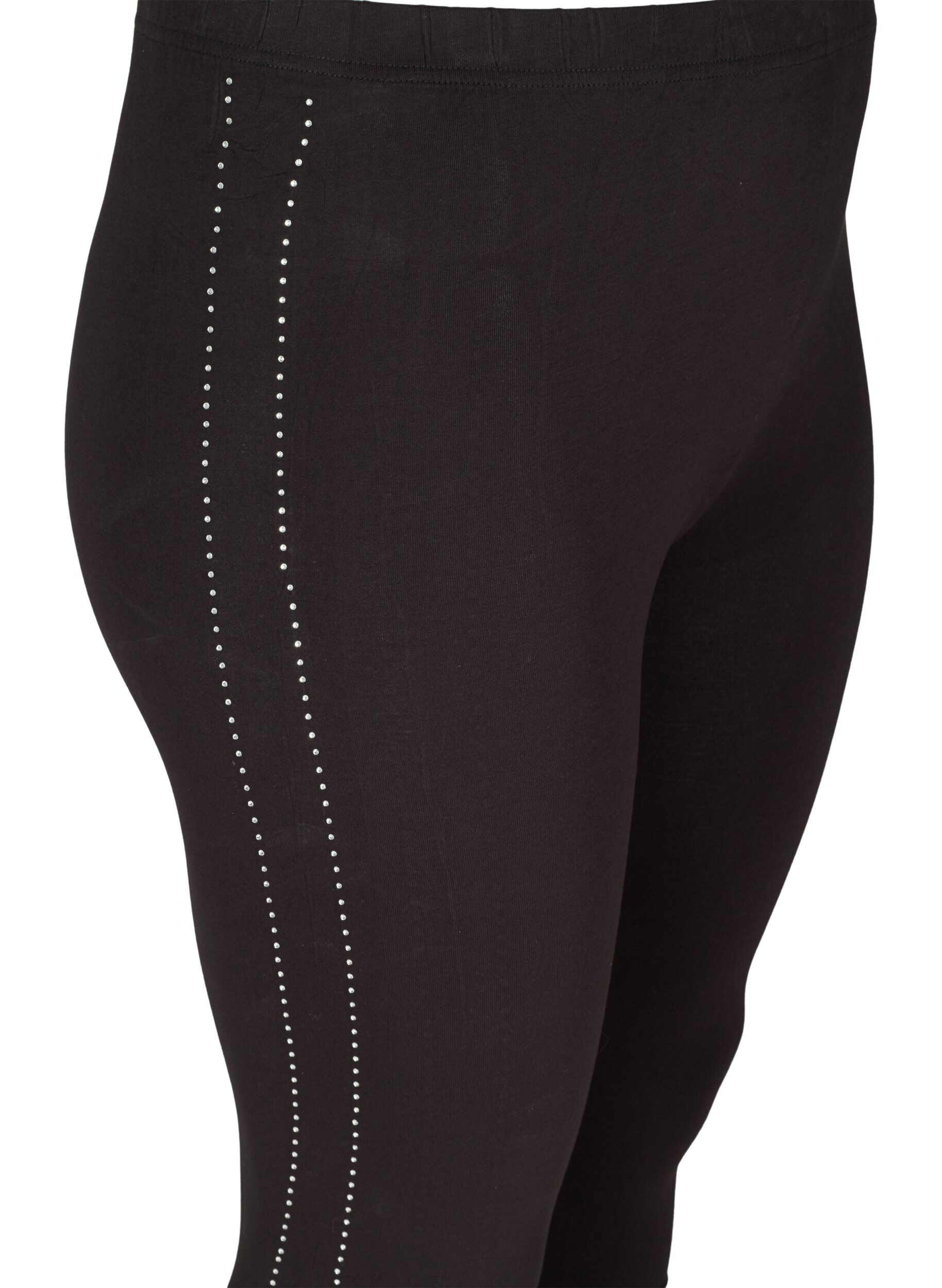 Zizzi Leggings i viskose med sten p&aring; sidene, Black, Packshot image number 2