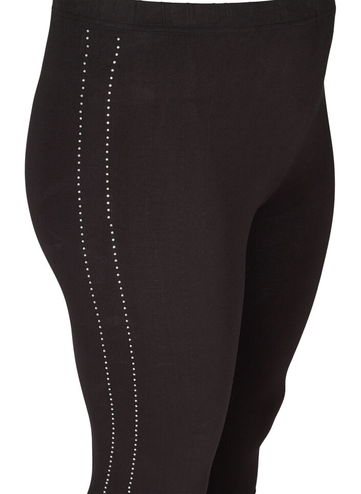Leggings i viskose med sten p&aring; sidene, Black, Packshot image number 2