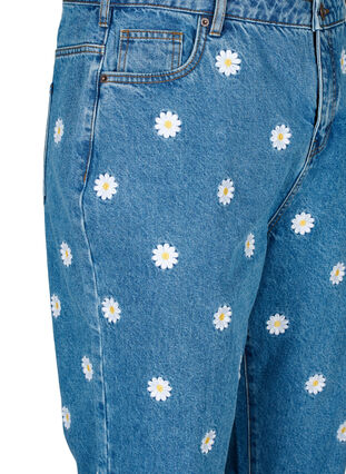 Zizzi Høy midje Gemma jeans med tusenfryd, Blå, Packshot image number 2