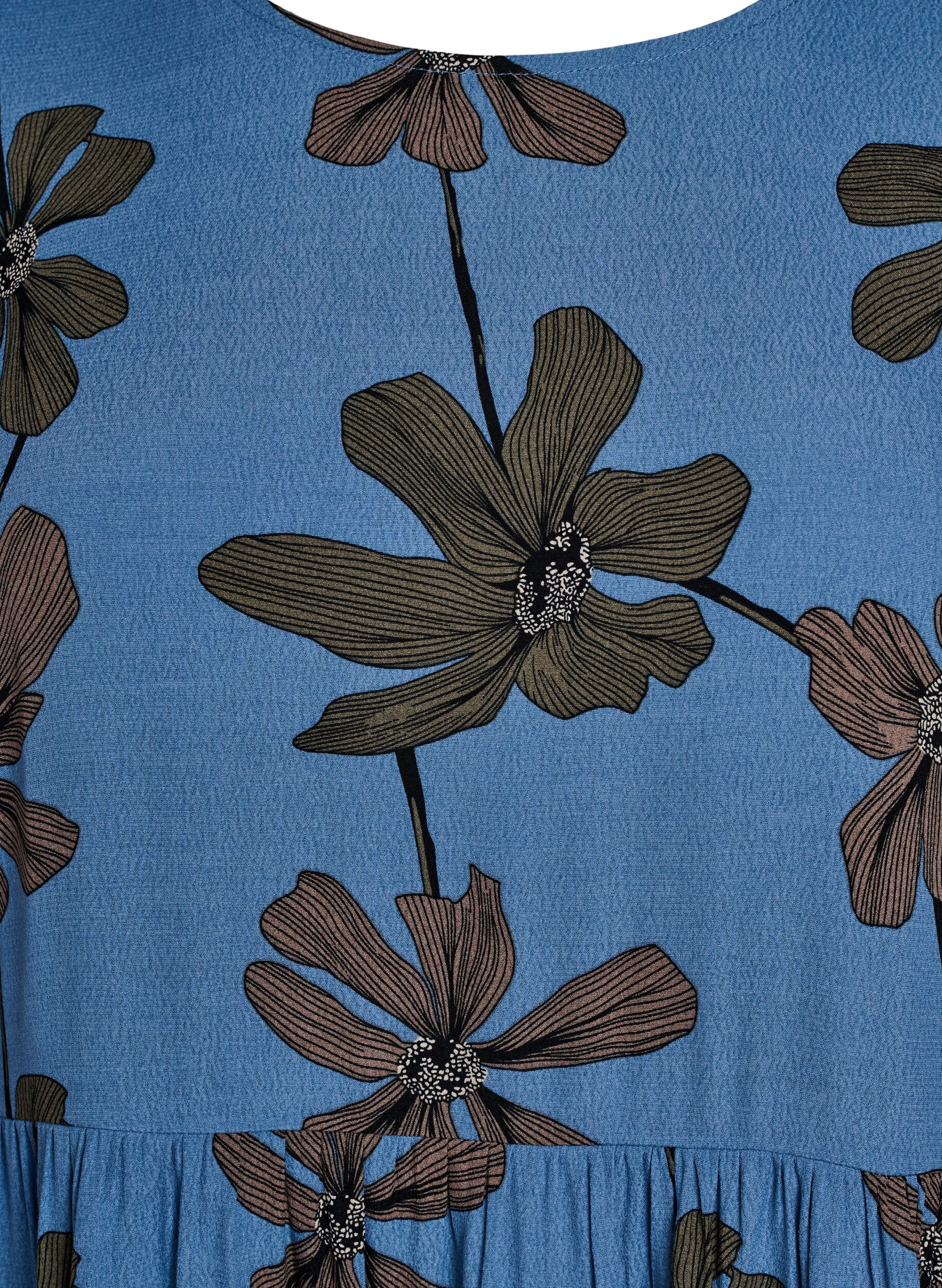 Zizzi Langermet tunika med skj&aelig;ring, Bl&aring;, Packshot image number 2