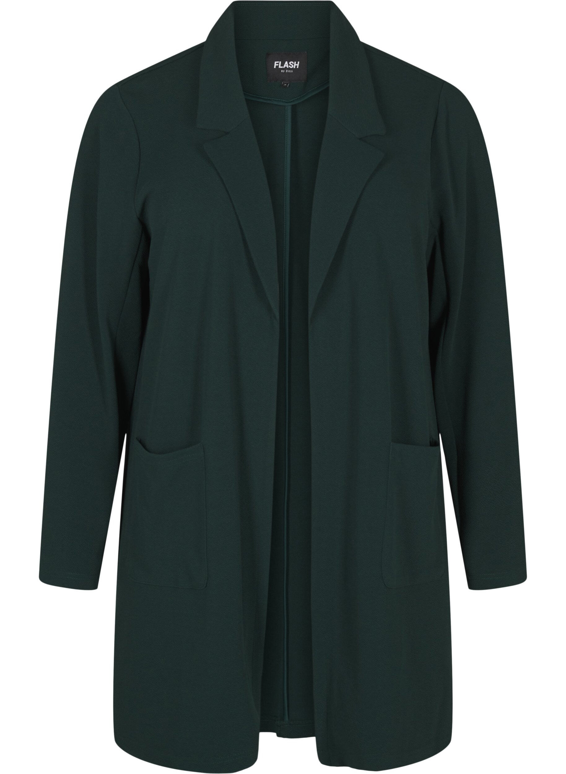 ZizziLang blazer med lommer, Gr&oslash;nn, Packshot image number 0
