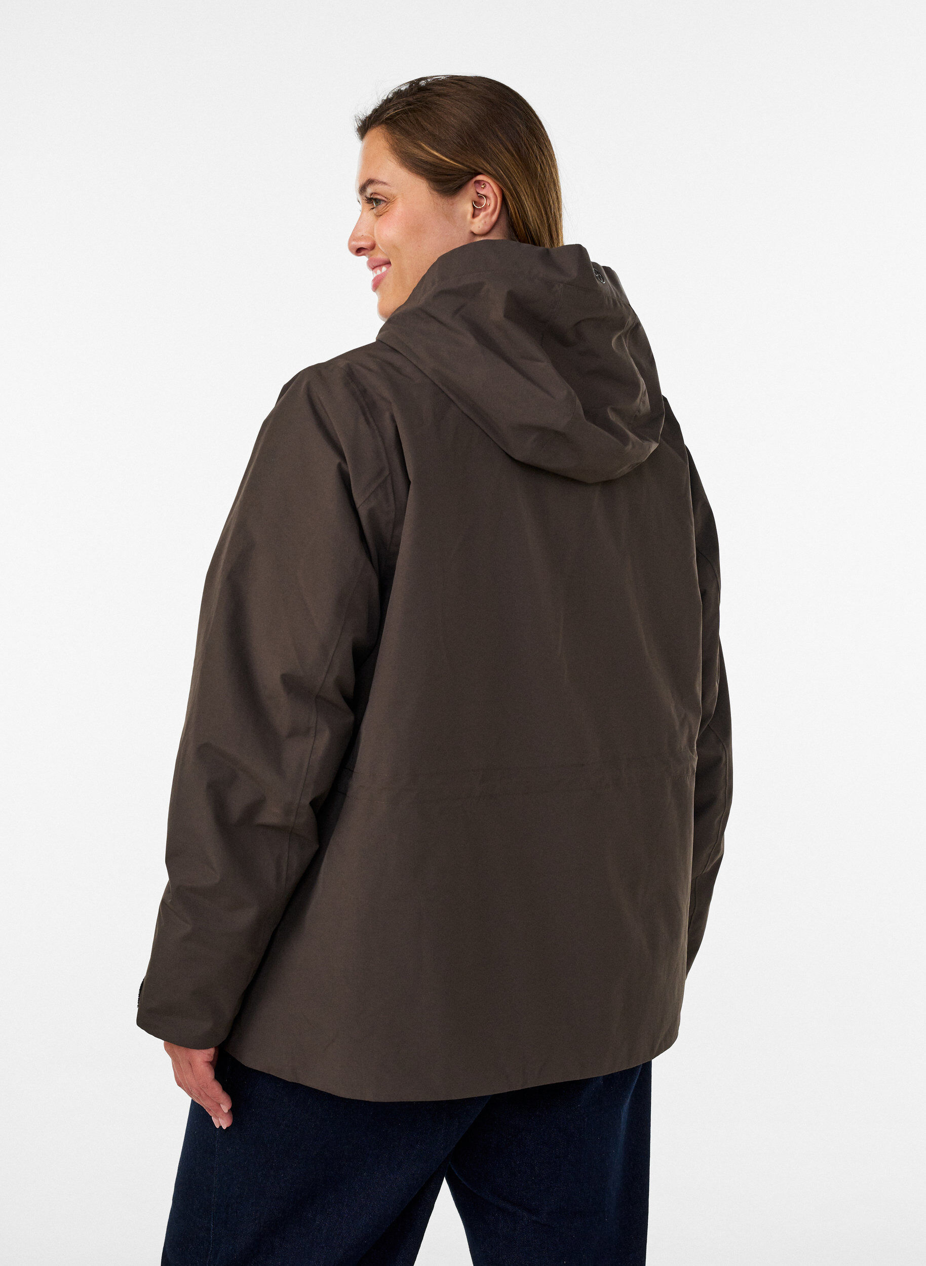 ZizziVanntett vinterjakke med avtakbar hette, Brun, Model image number 2