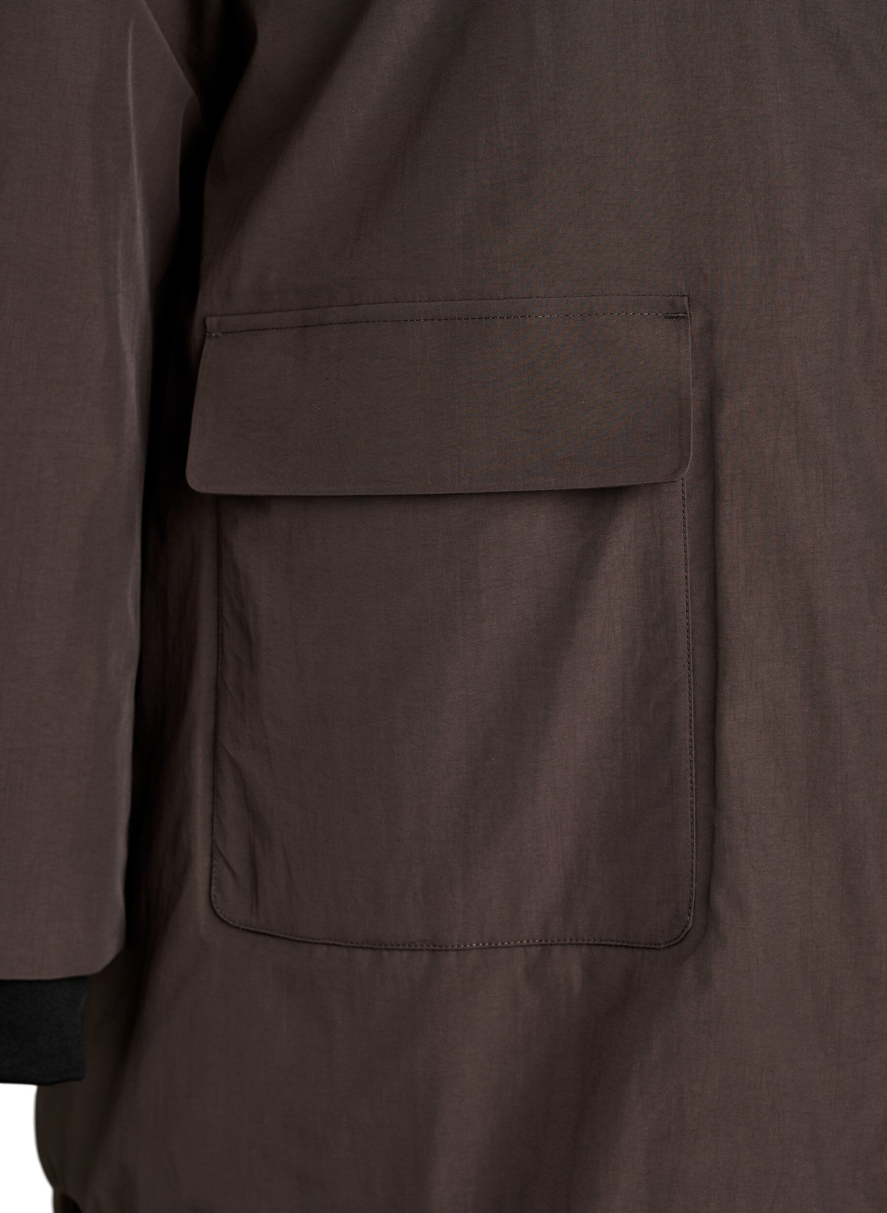 ZizziVanntett parkas med hette, Brun, Packshot image number 3