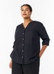 Bluse i bomull med V-hals, Svart, Model image number 0