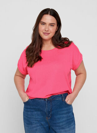 Neonfarget T-skjorte i bomull, Neon Pink, Model image number 0