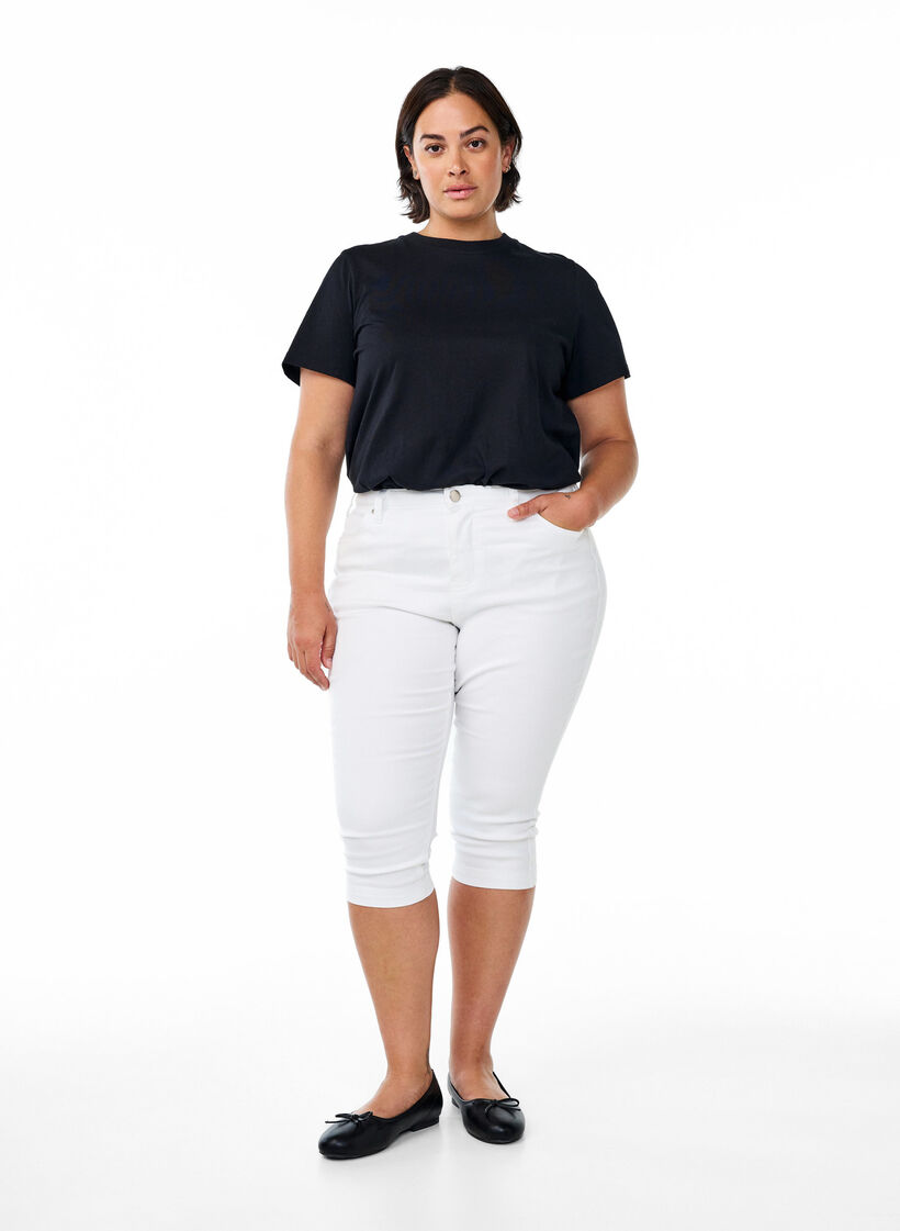 Amy capribukser med høyt liv og super slim fit, Bright White, Model