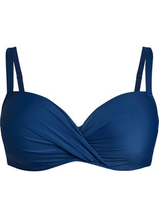 Zizzi Bikinitopp med bøyler og drapering, Naval Academy Solid, Packshot image number 0